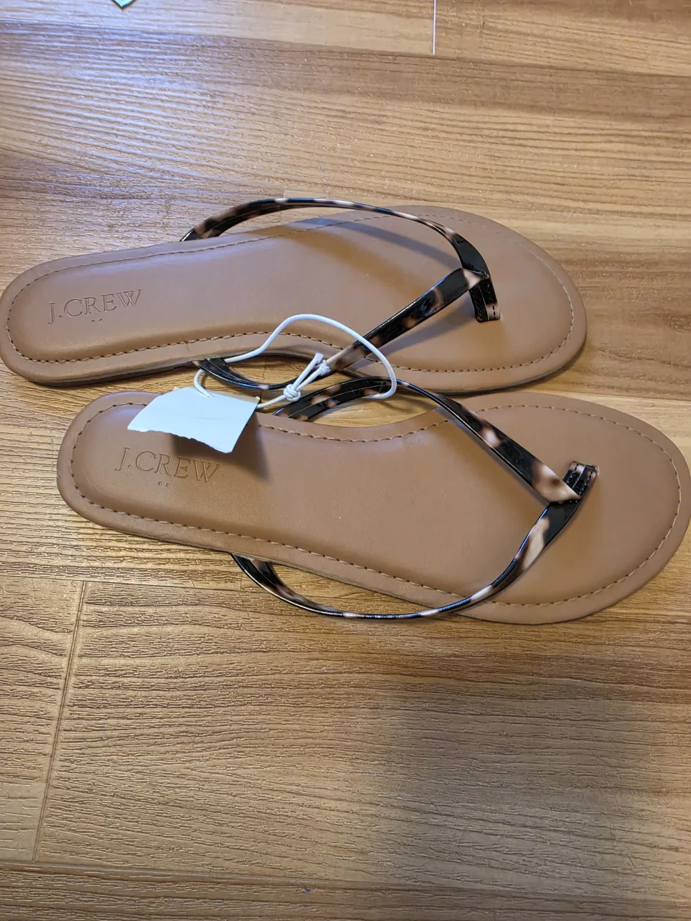 J. Crew factory Tan Tortoiseshell Flip Flop Sandals Size 8 Women's New with tags